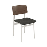 Loft Chair: Upholstered + Grey + Stained Dark Brown