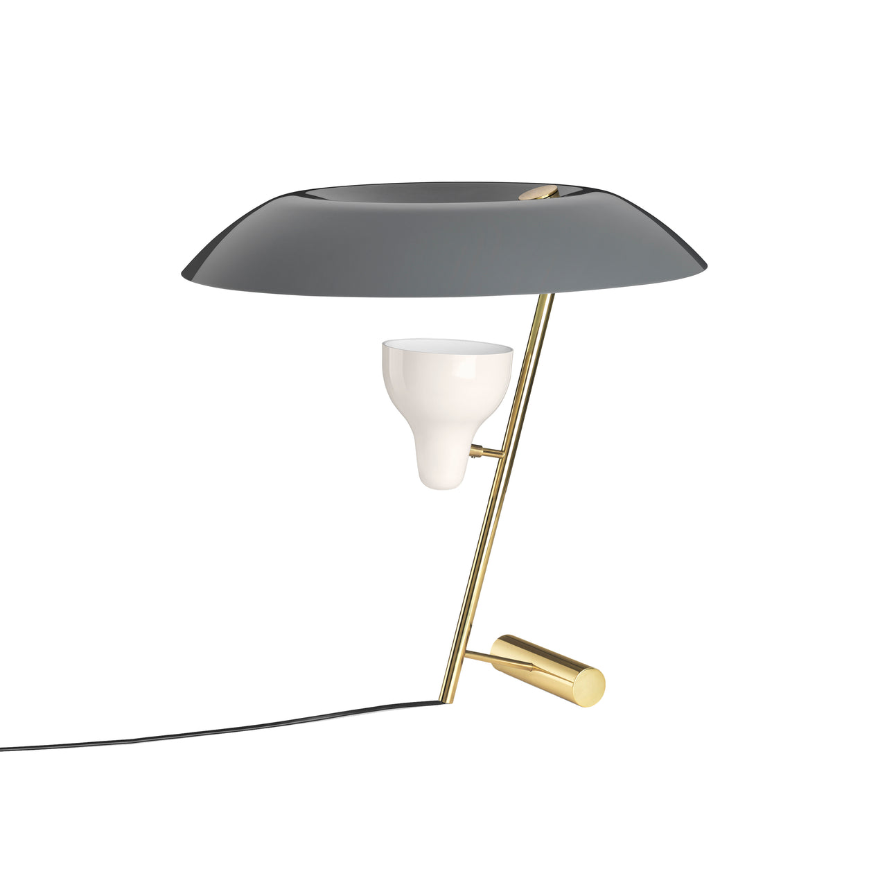 Model 548 Table Lamp: Polished Brass + Grey