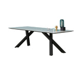 Gustave Dining Table: Small + Statuario White Ceramic + Lacquered Black