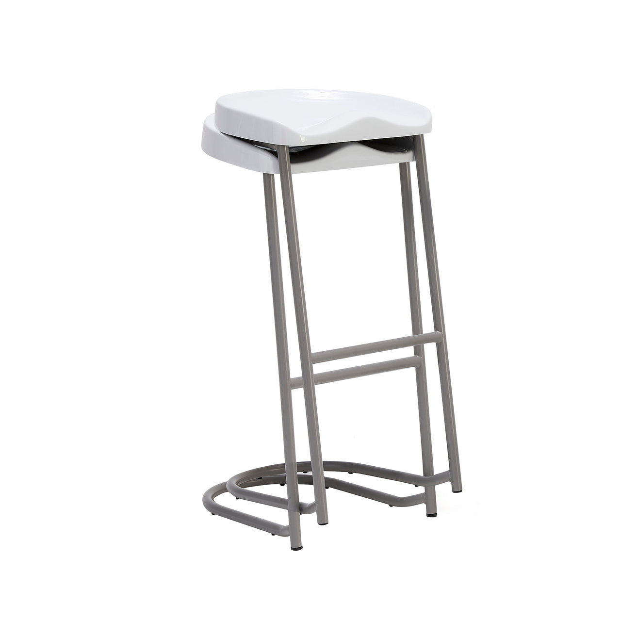 Heidi Stool: Stacking + White + Grey