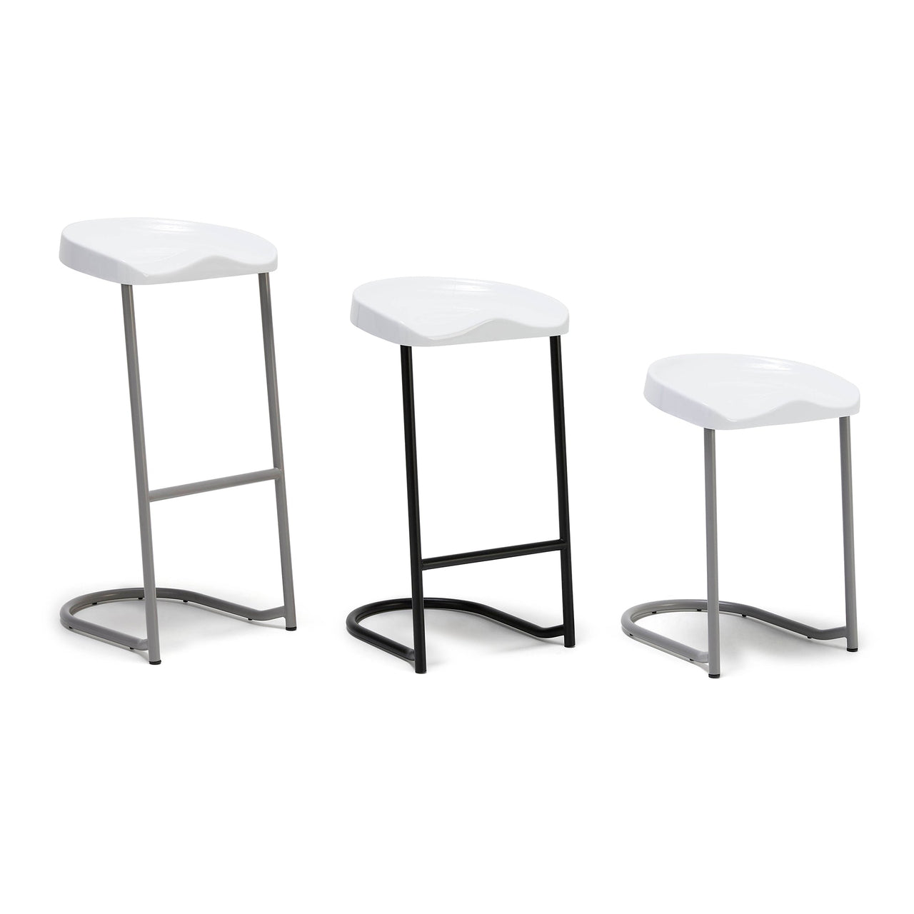 Heidi Stool: Stacking + High +  White + Grey + Medium + White + Black + Low + White + Grey