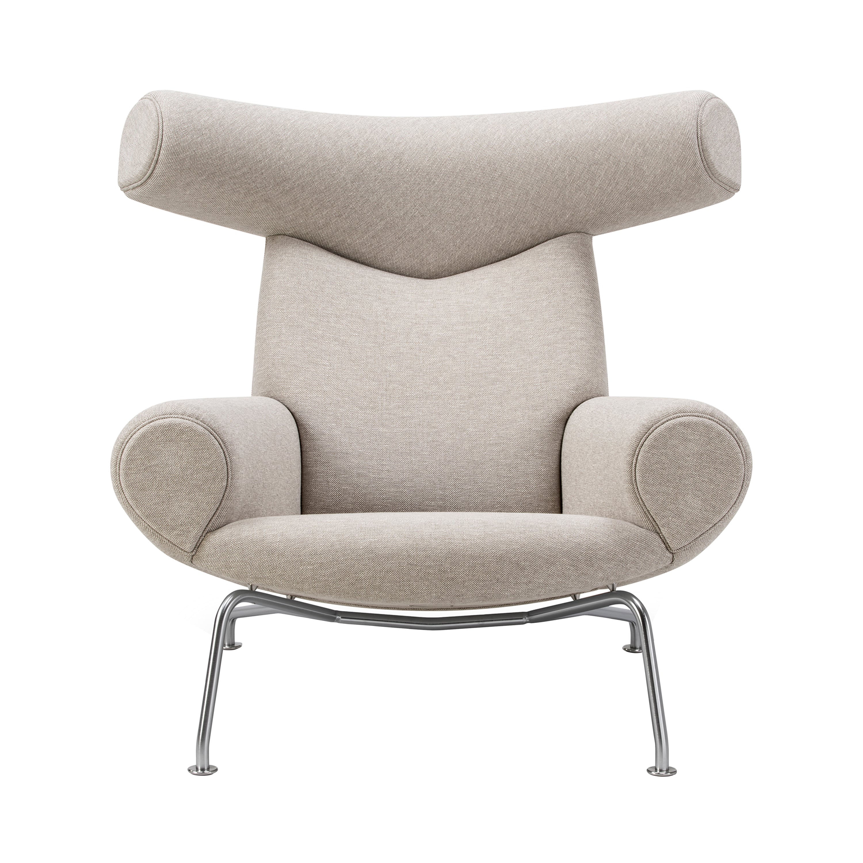 Wegner Ox Chair: Brushed Stainless Steel + Without Ottoman