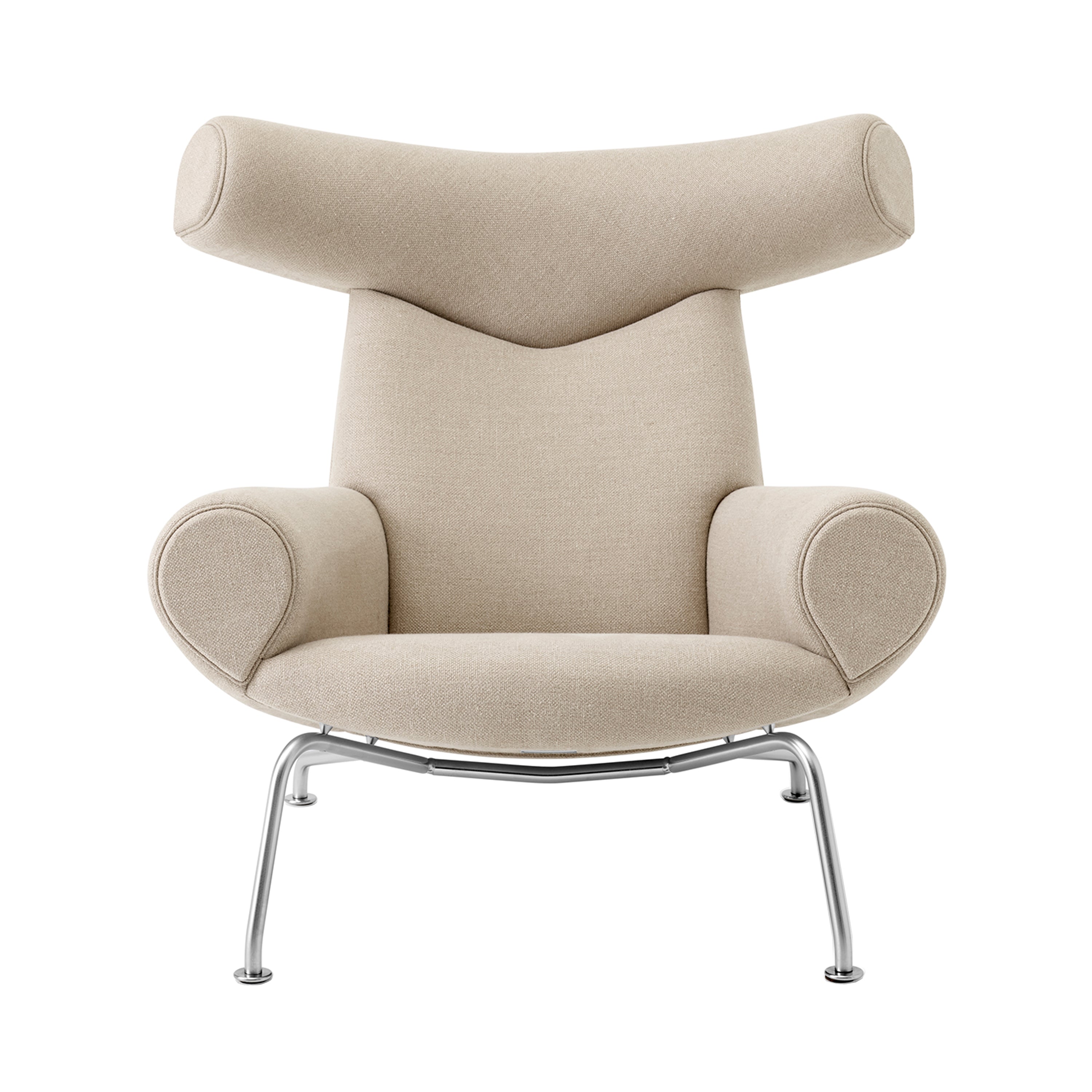 Wegner Ox Chair: Brushed Stainless Steel + Without Ottoman