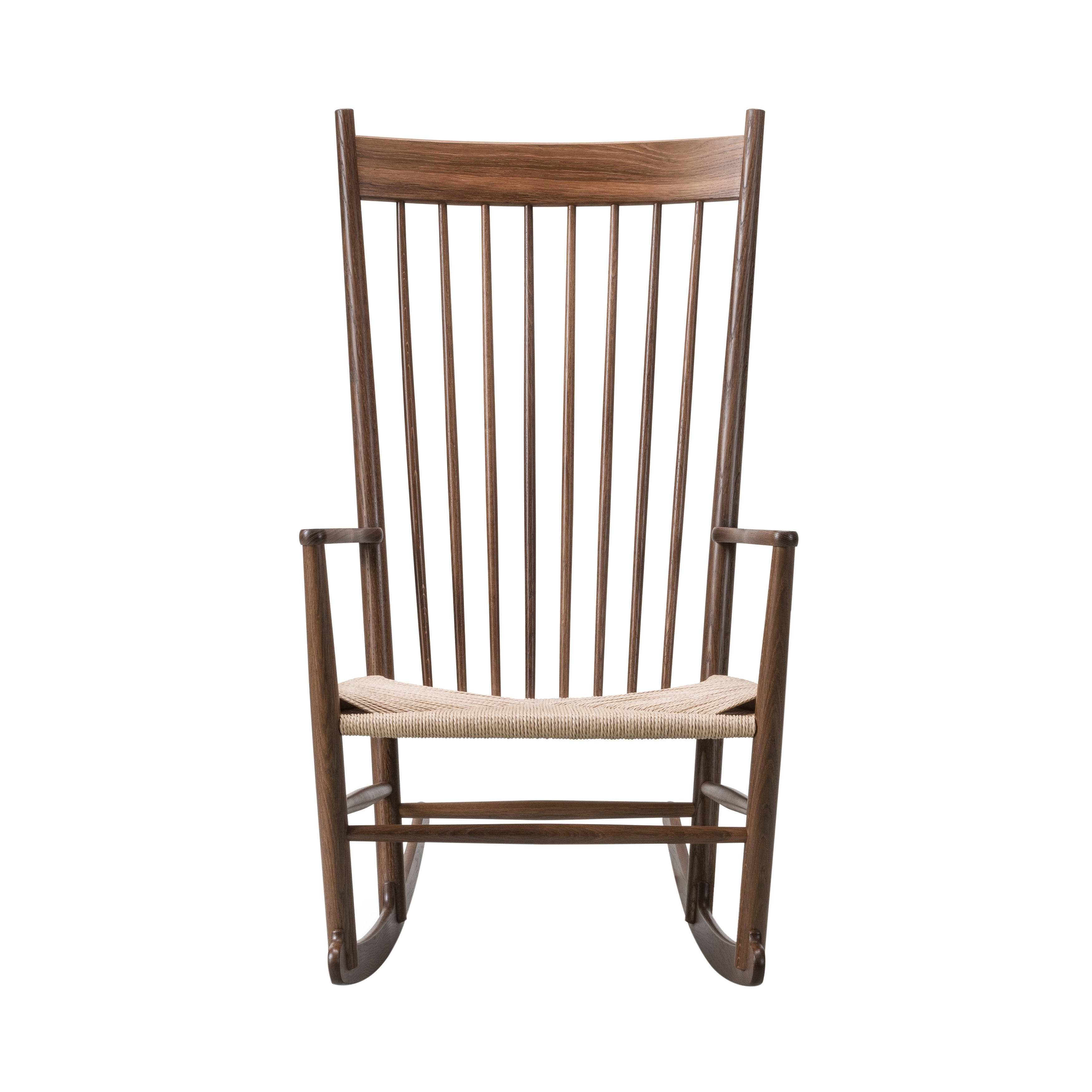 Wegner J16 Rocking Chair: Natural + Lacquered Walnut