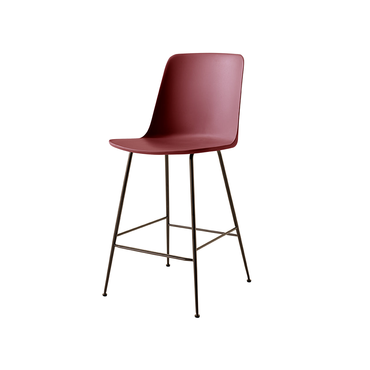 Rely Bar + Counter Highback Chair: HW91 + HW96 + Counter (HW91) + Red Brown + Bronzed