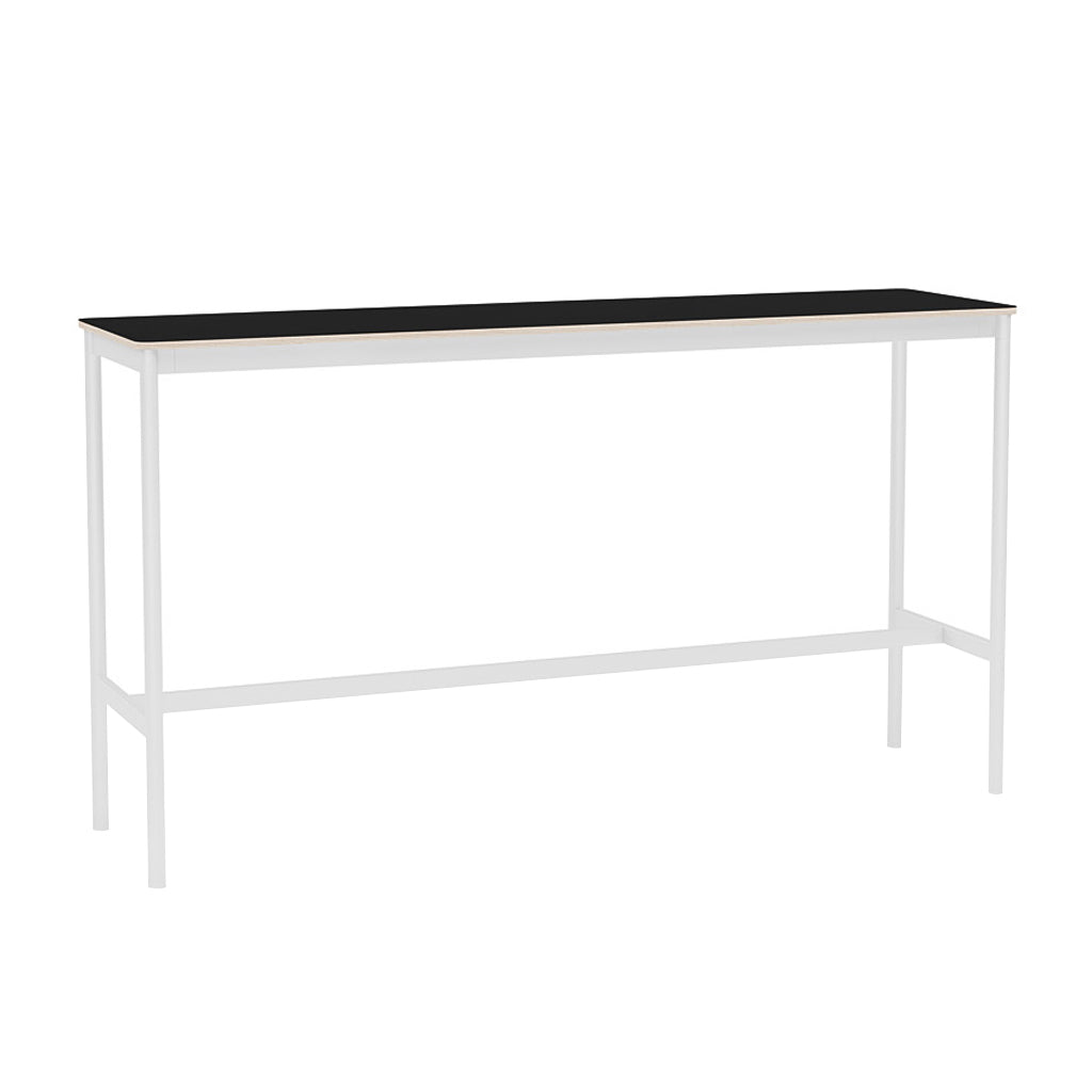 Base High Table: 190 + High + Narrow + Black + White Laminate + Plywood Edge