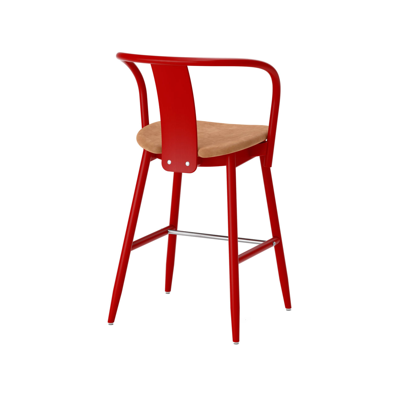 Icha Bar + Counter Chair: Upholstered + Counter + Red Lacquered Beech