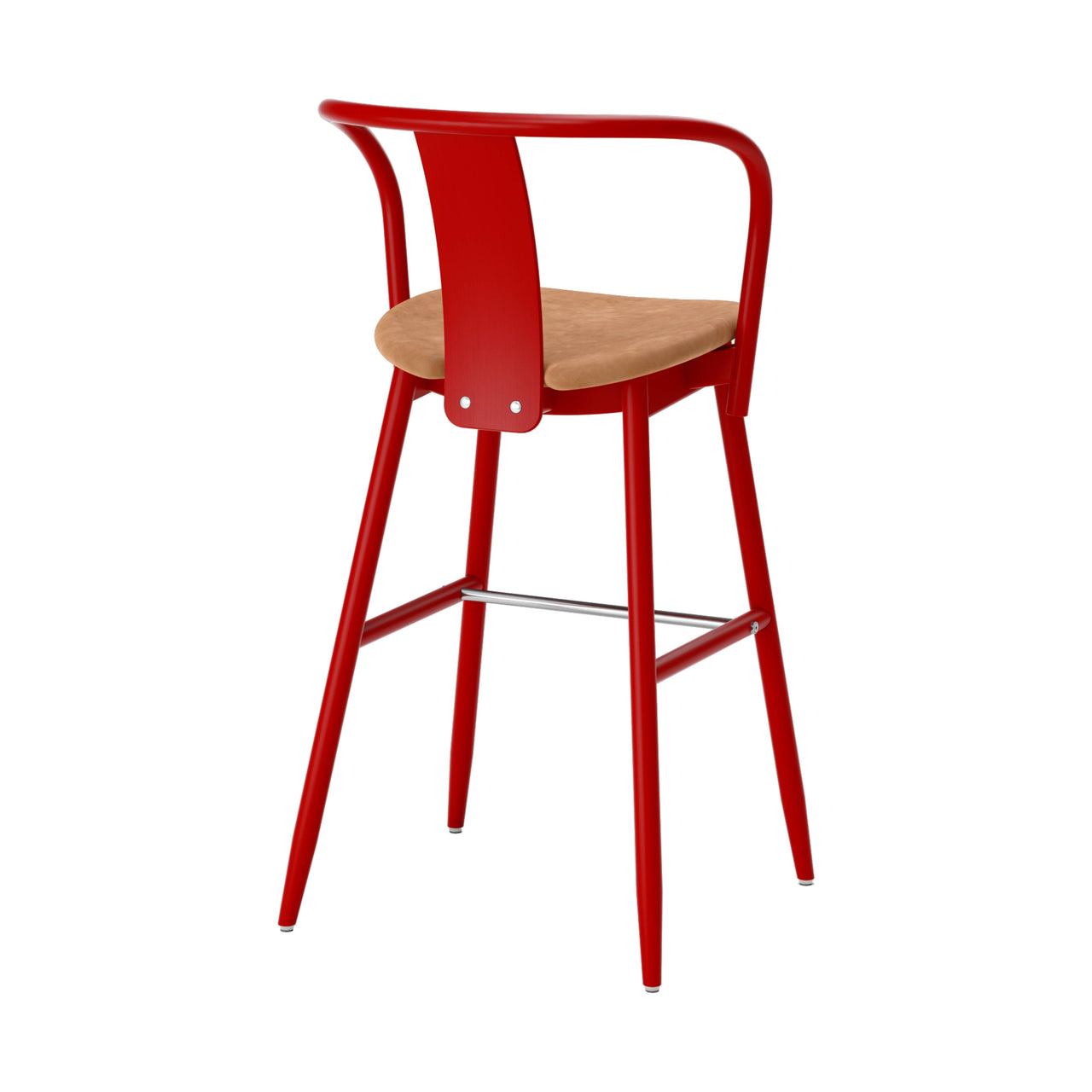 Icha Bar + Counter Chair: Upholstered + Bar + Red Lacquered Beech