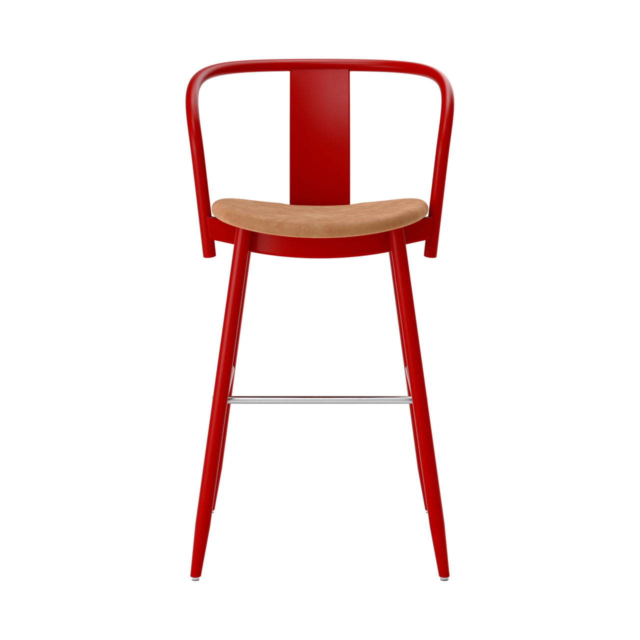 Icha Bar + Counter Chair: Upholstered + Bar + Red Lacquered Beech