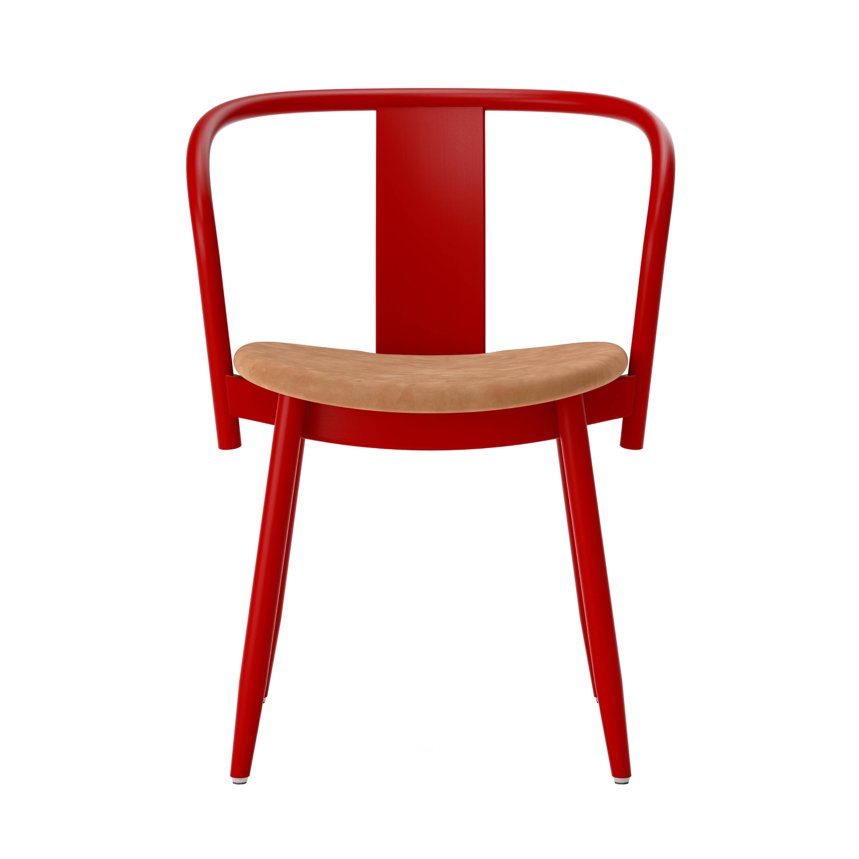 Icha Chair: Upholstered + Red Lacquered Beech