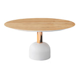 Illo Large Round Dining Table: Vintage Oak + Lacquered White + Copper