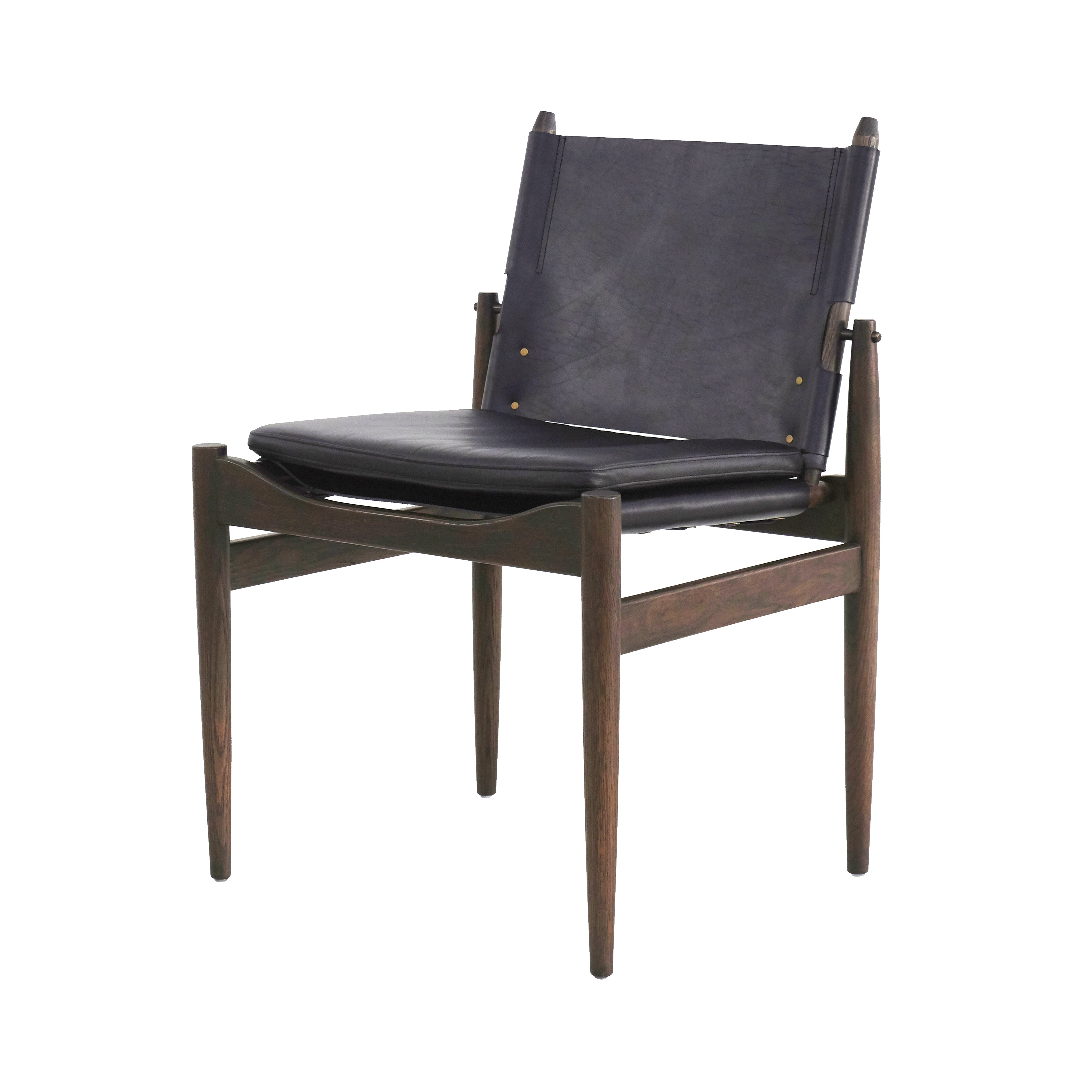 Journey Dining Chair: Saddle Leather + Dark Brown Oak + Black