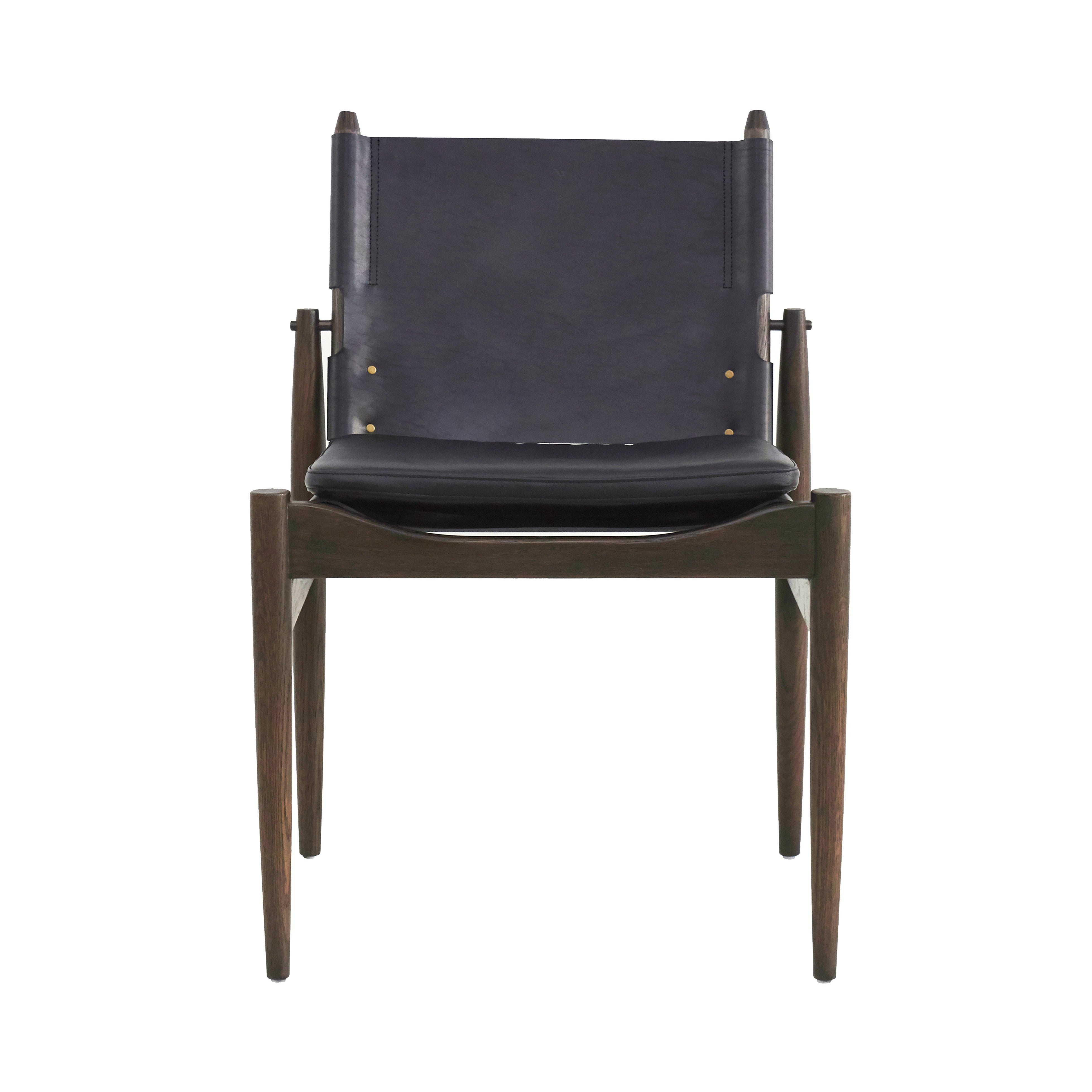 Journey Dining Chair: Saddle Leather + Dark Brown Oak + Black