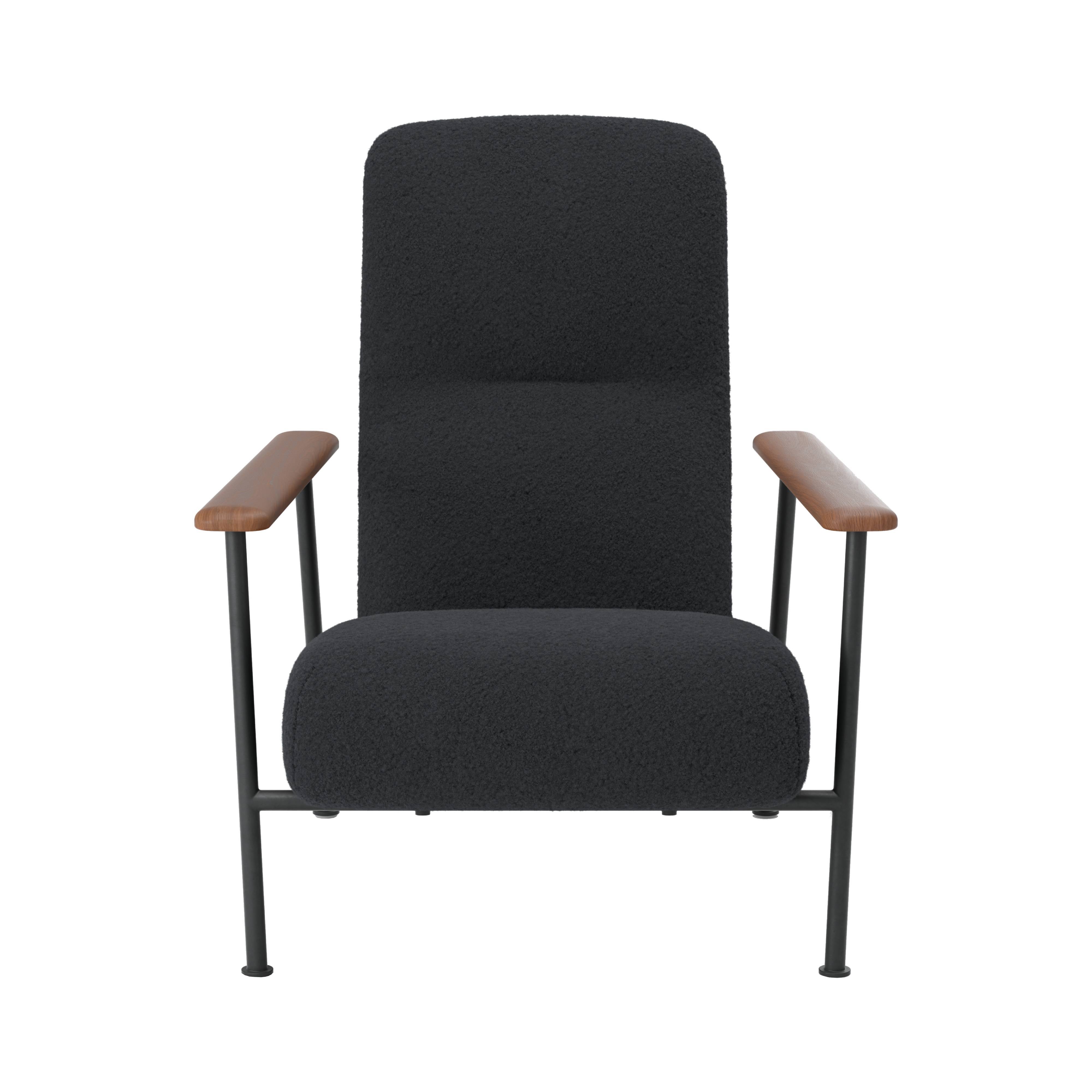 Jump Easy Chair: Black + Oiled Walnut