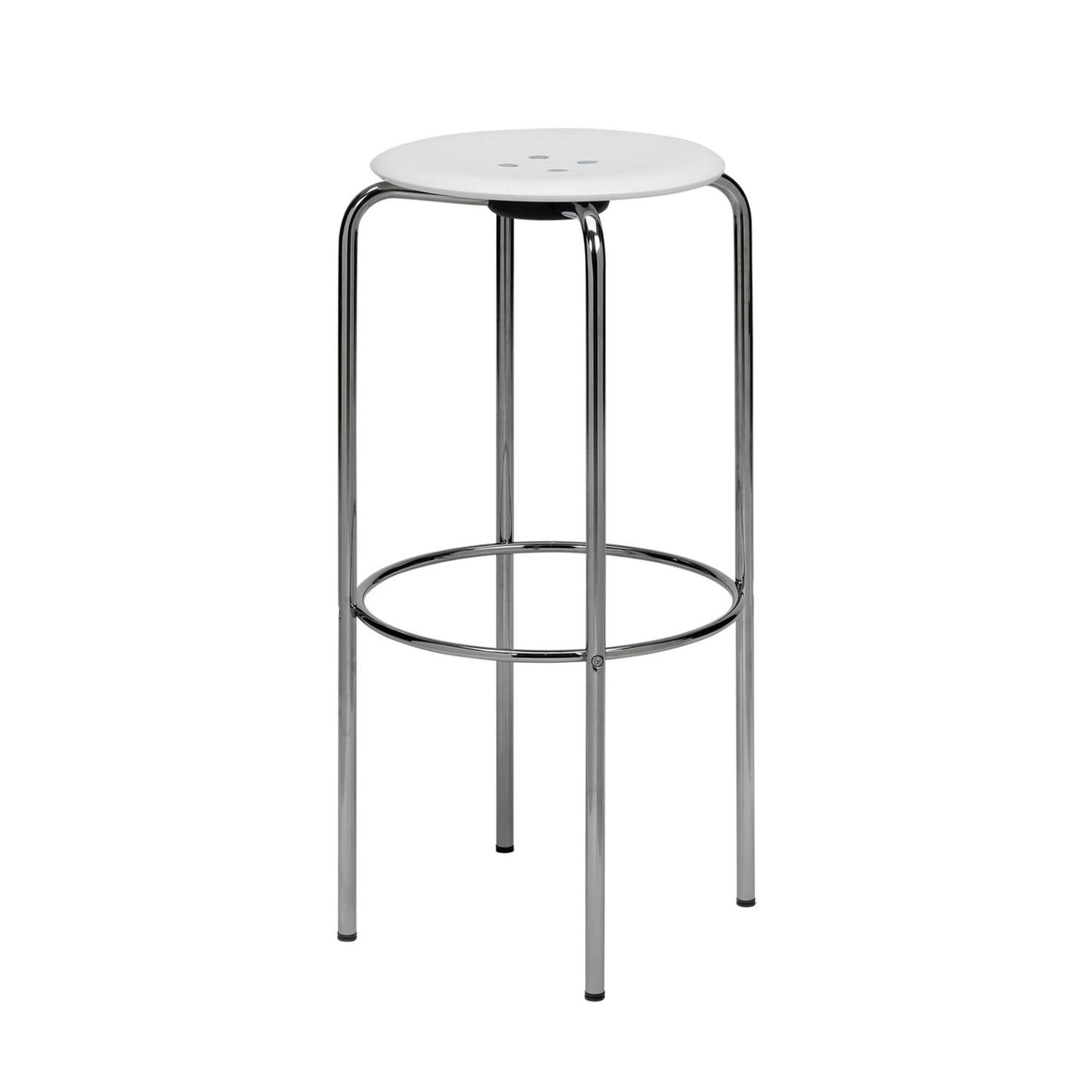 Kevi 2052 Stool: White Lazure + Polished Chrome