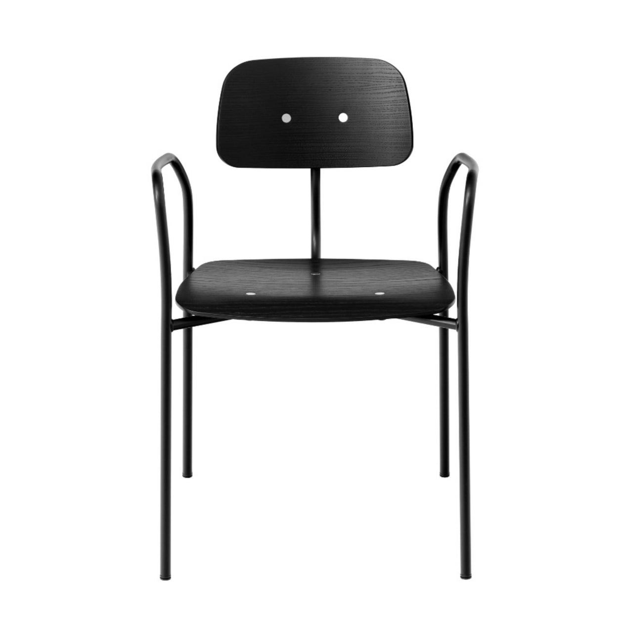 Kevi 2065 Armchair: 4-Legs + Black Lacquer + Powder Coated Black