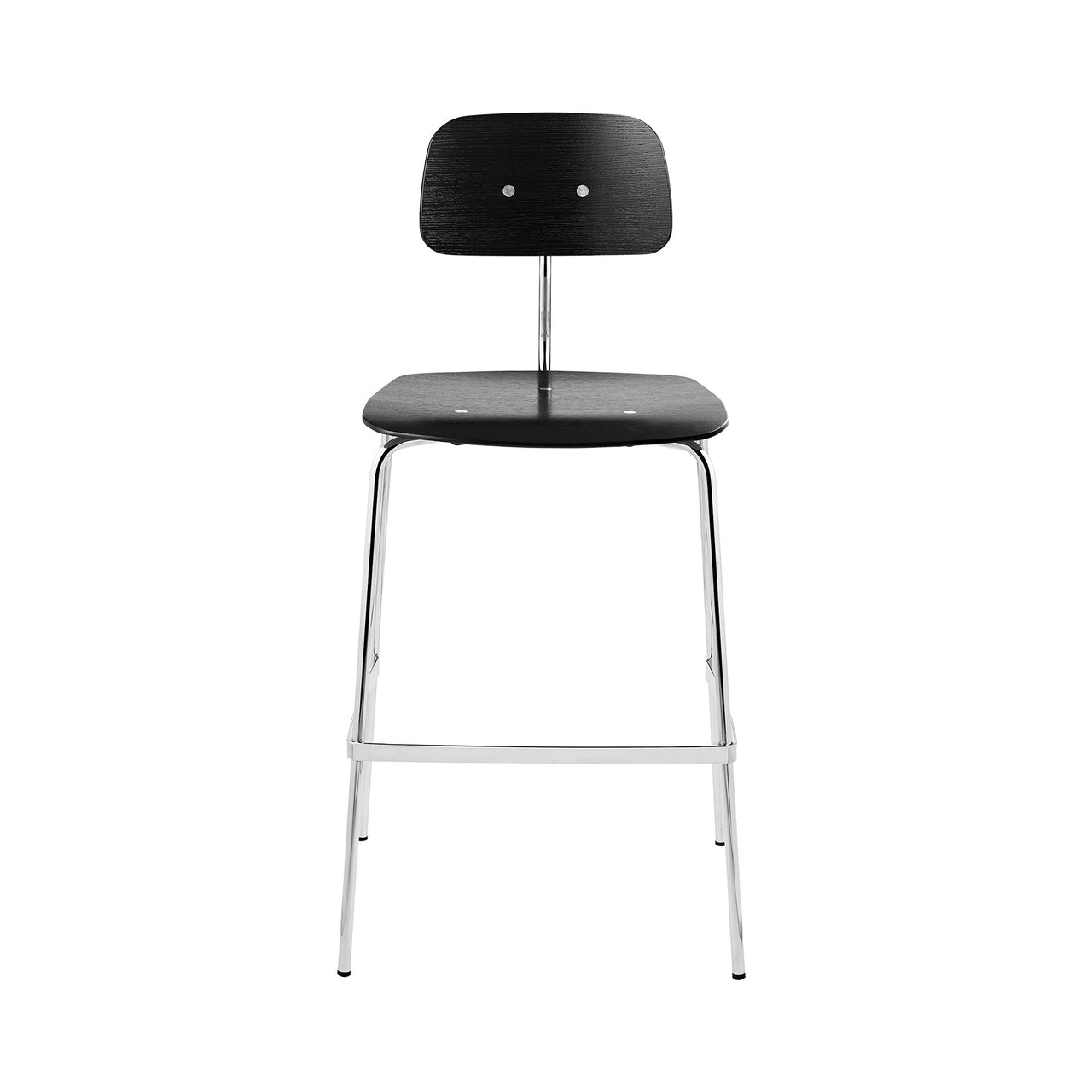 Kevi 2062 Bar Chair: 4-Legs + Black Lazure + Polished Chrome