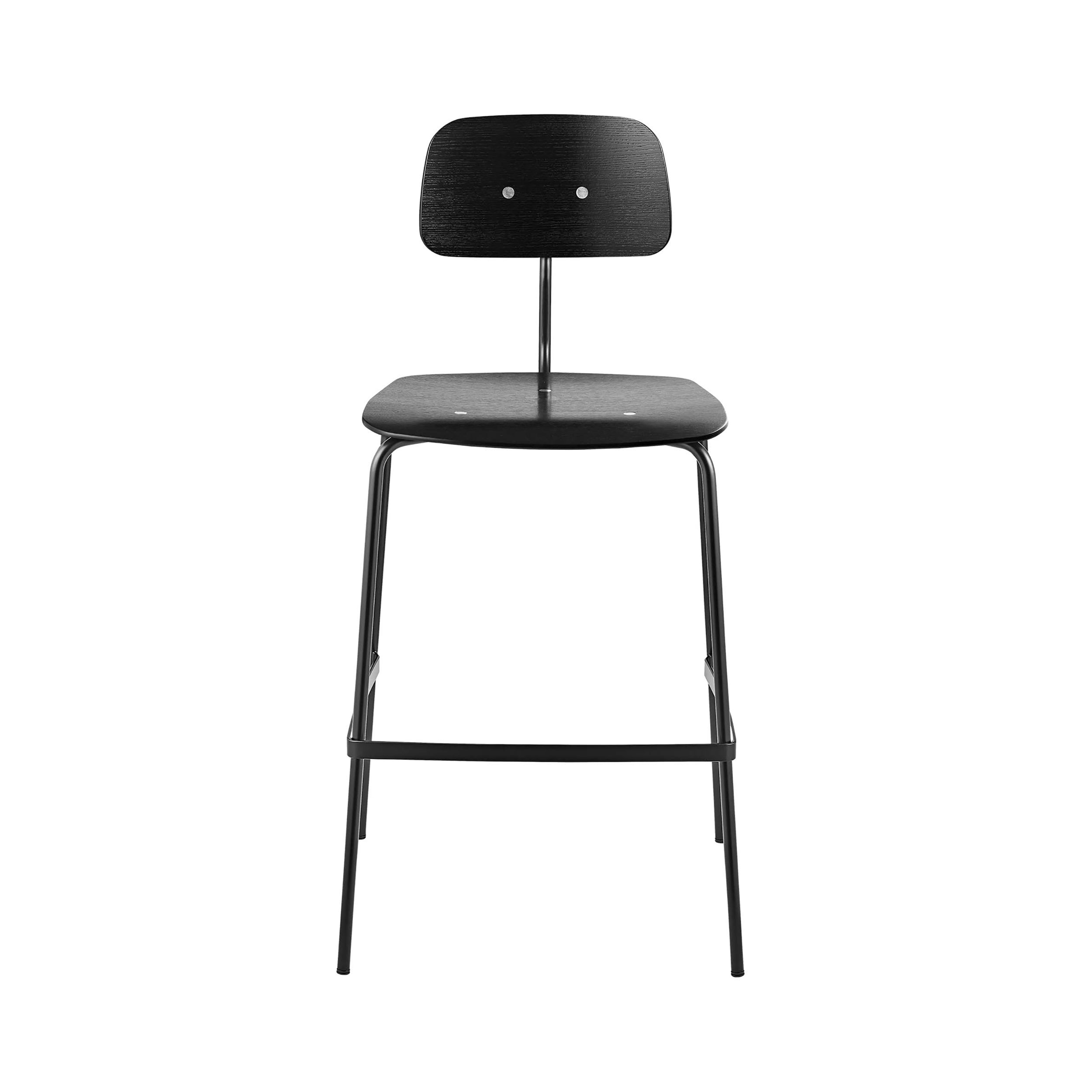 Kevi 2062 Bar Chair: 4-Legs + Black Lazure + Powder Coated Black