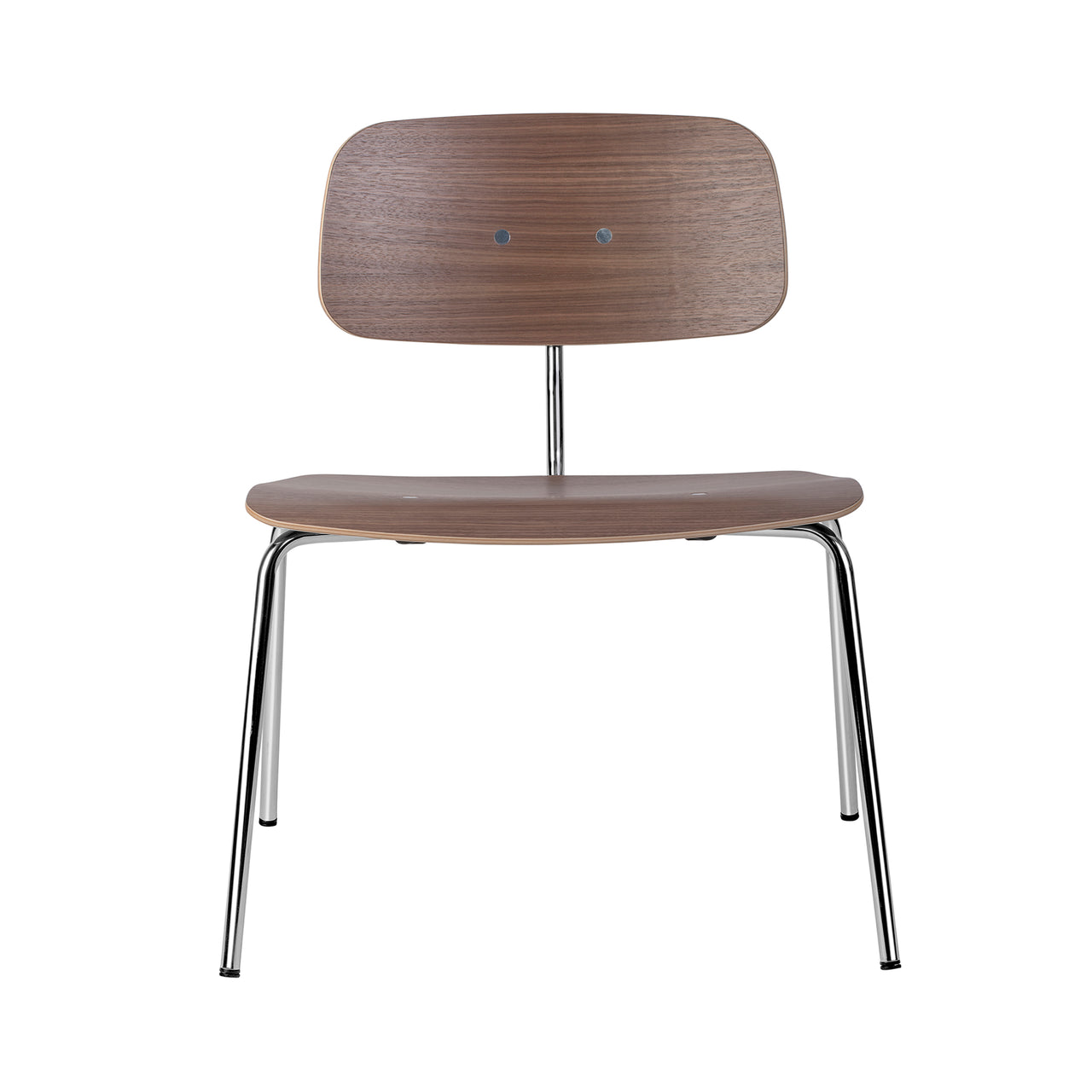 Kevi 2063 Lounge Chair: Walnut Veneer + Polished Chrome