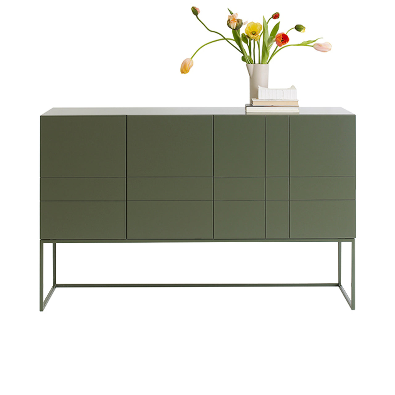 Kilt Light 137 Cabinet with Drawers: Green Khaki