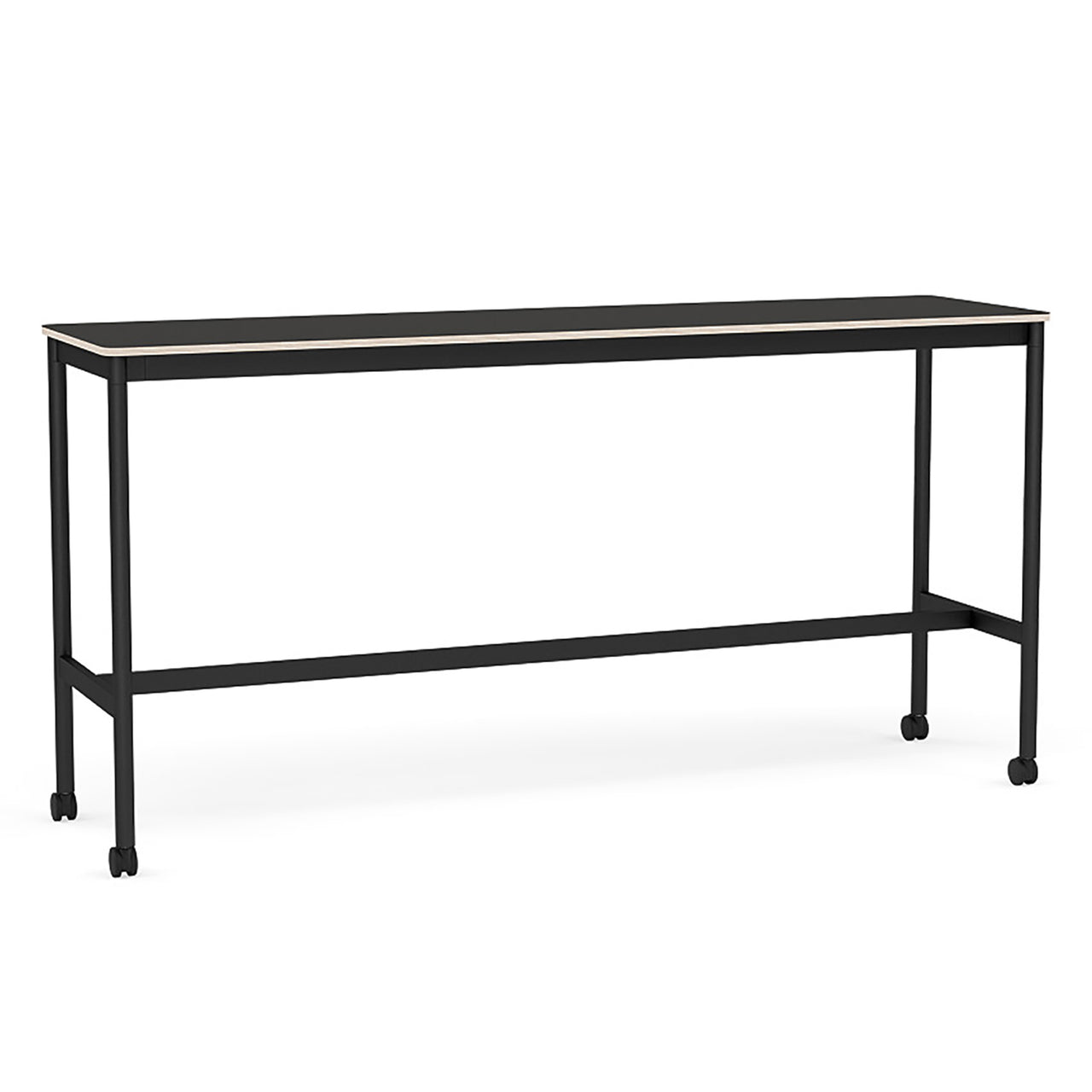 Base High Table with Castors: 190 + Black Linoleum + Plywood Edge + Black