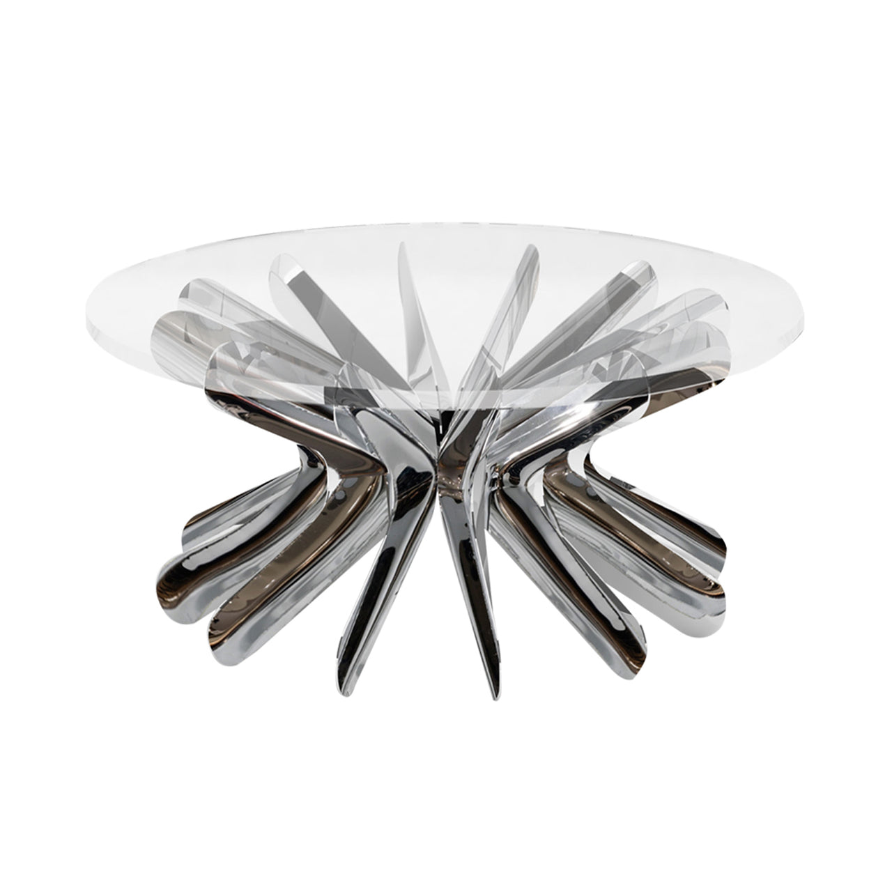 Steel in Rotation Coffee Table: Inox Polished Stainless Steel + Large