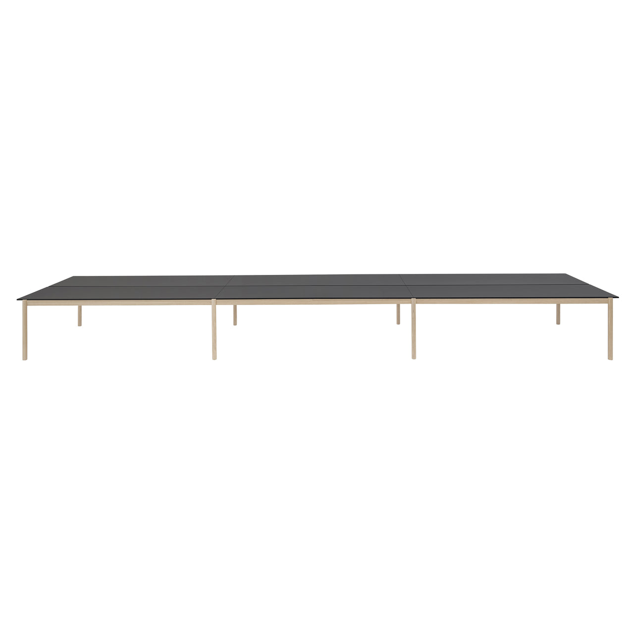 Linear System Modular Table: Black Nanolaminate + Black ABS + Oak + Configuration 3