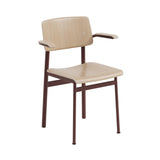 Loft Chair with Armrest: Oak + Deep Red