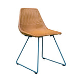 Lucy Chair: Saddle Leather + Peacock Blue + Camel