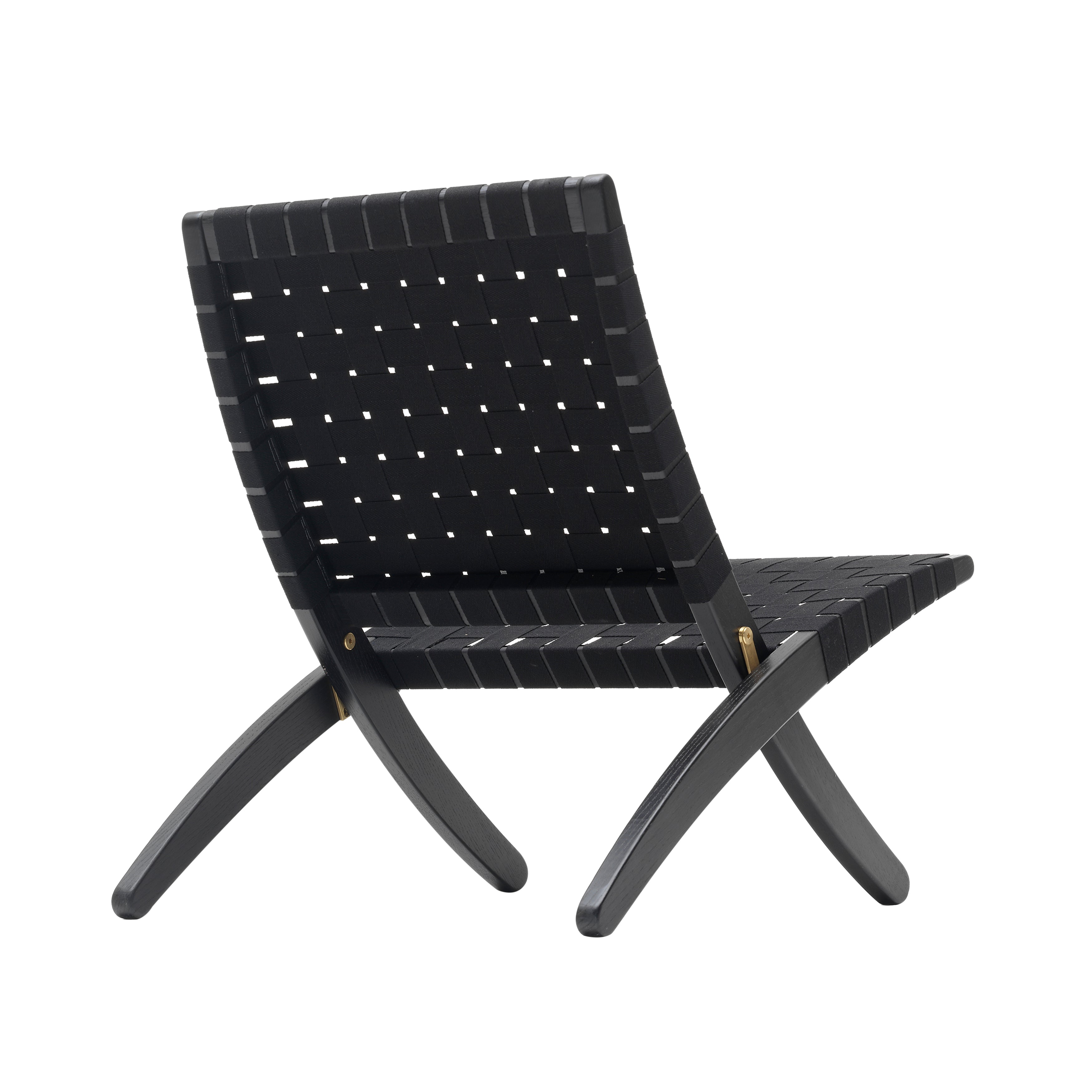 MG501 Outdoor Cuba Chair: Cotton Webbing + Black + Black Oak