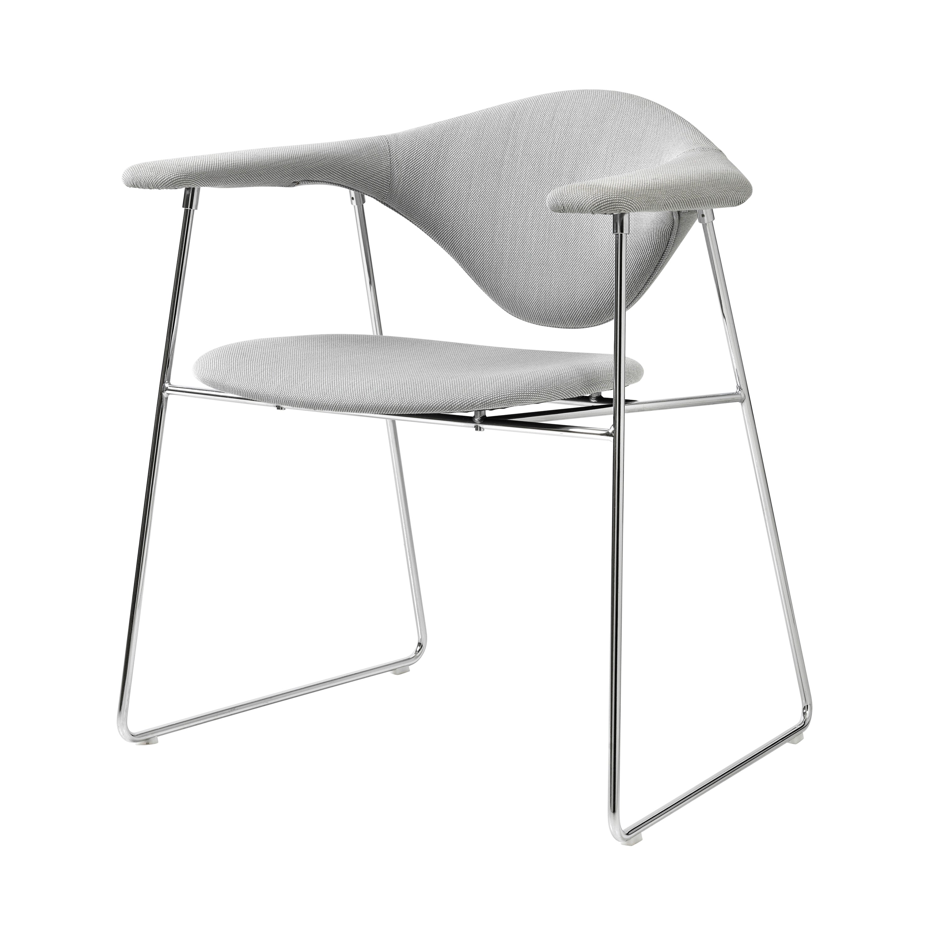 Masculo Dining Chair: Sledge Base + Chrome