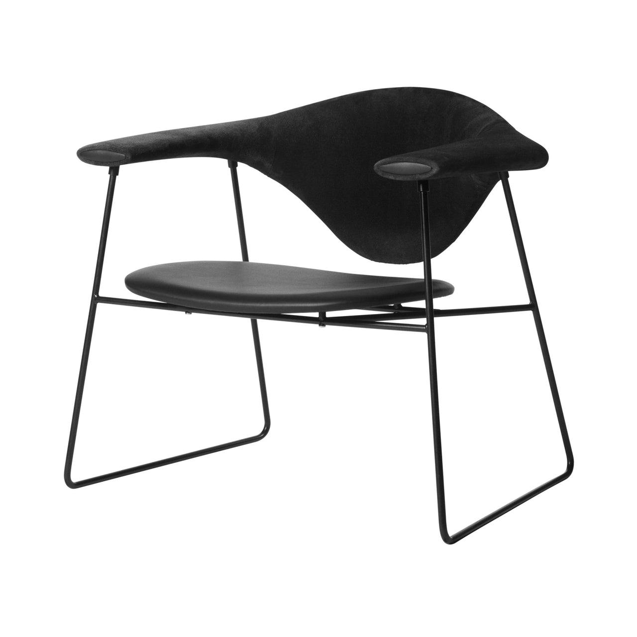 Masculo Lounge Chair: Sledge Base + Black Semi Matt