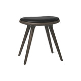 Low Stool: Grey Stained Beech + Black Leather