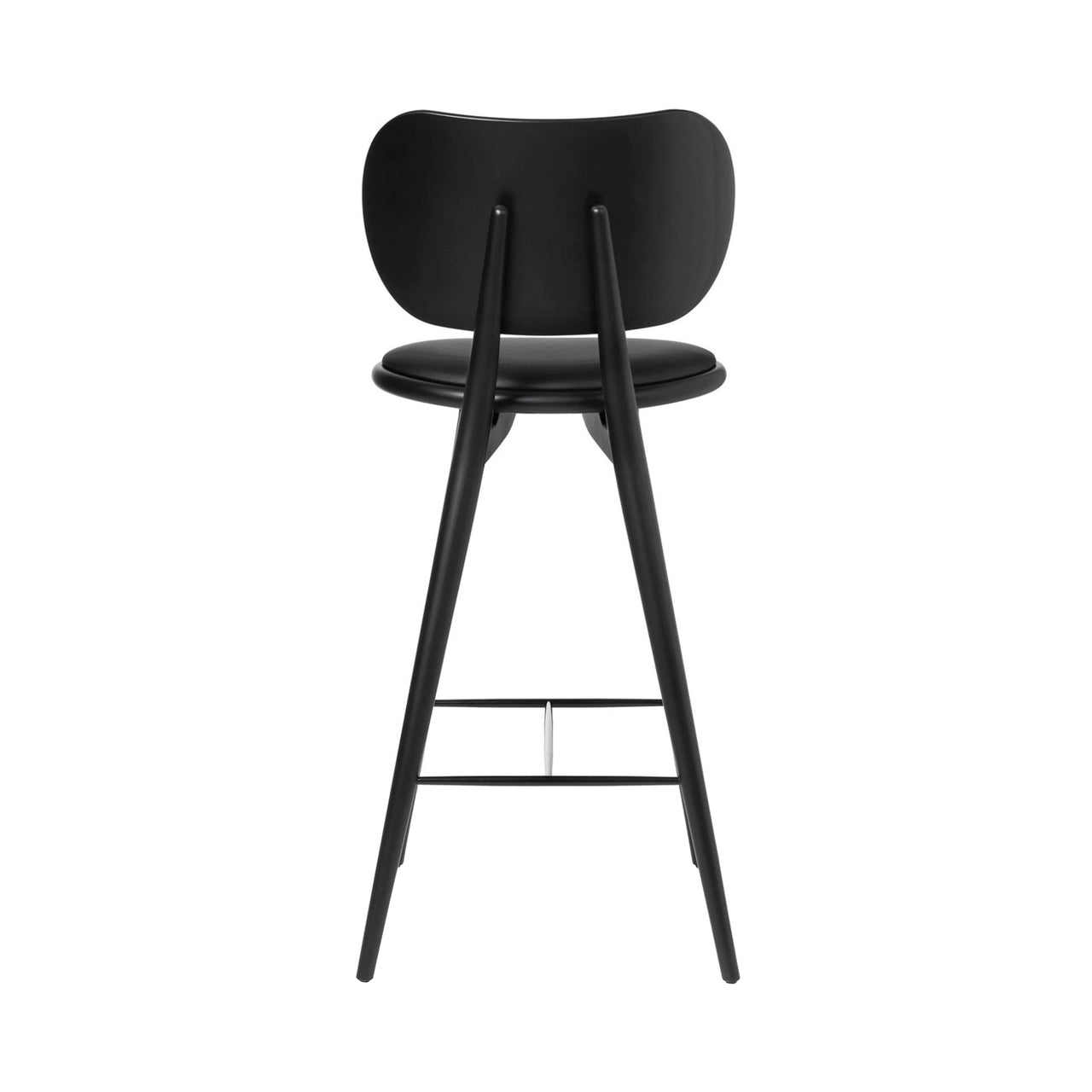 High Stool Backrest: Bar + Black Stained Beech + Black Leather