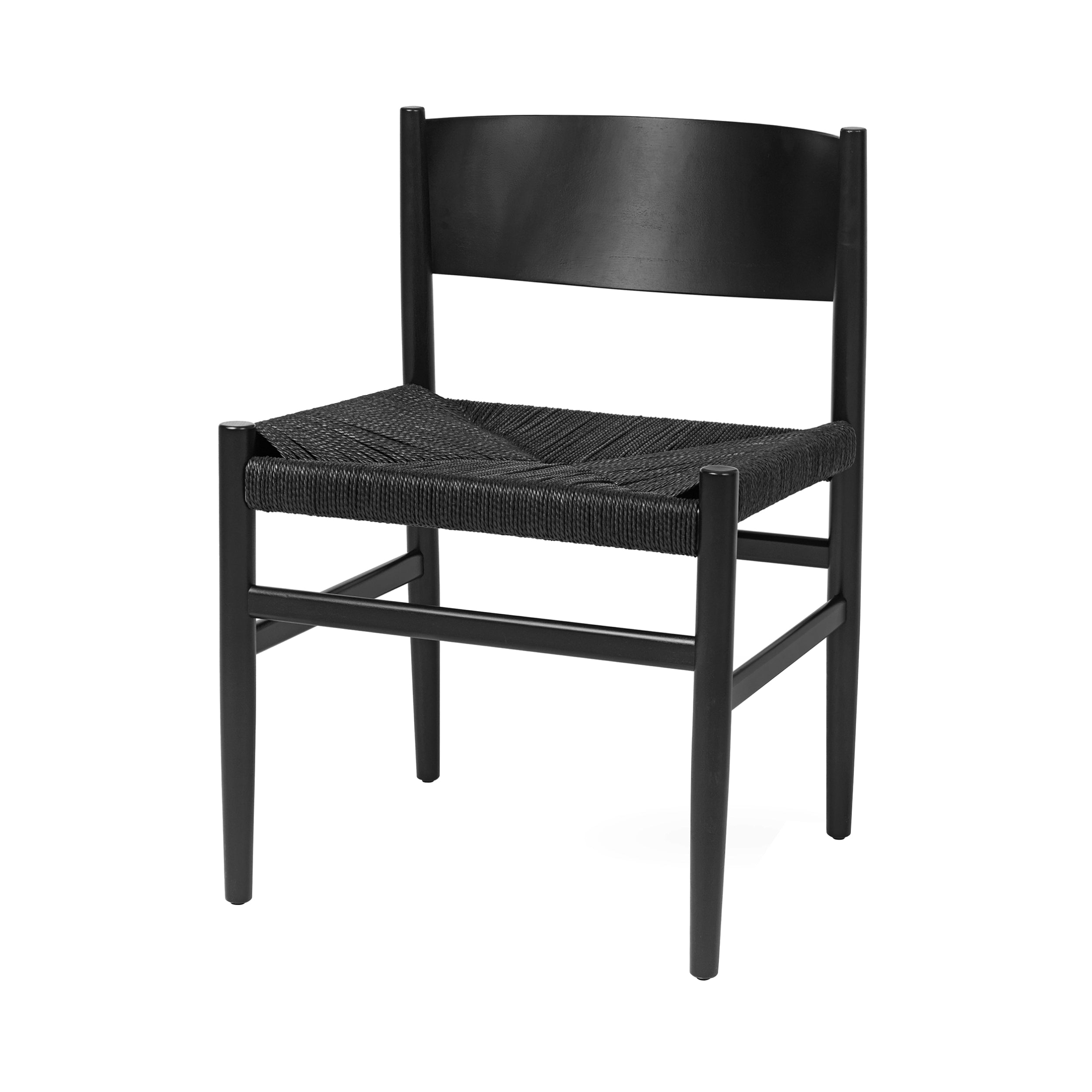 Nestor Chair: Black Beech + Black Paper Cord + Without Armrest