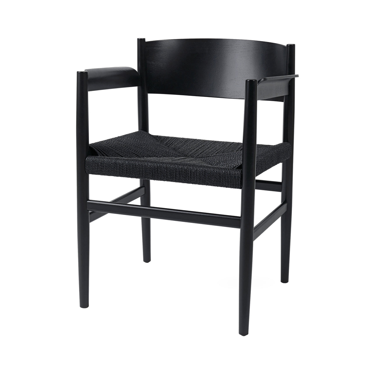 Nestor Chair: Black Beech + Black Paper Cord + With Armrest