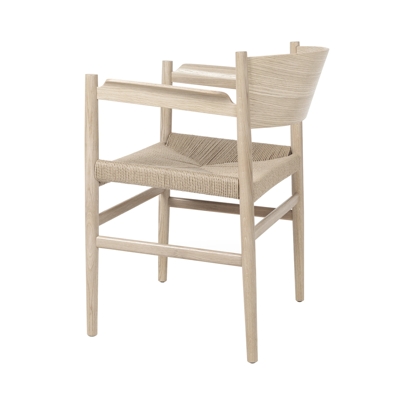 Nestor Chair: Matt Lacquered Oak + Natural Paper Cord + With Armrest