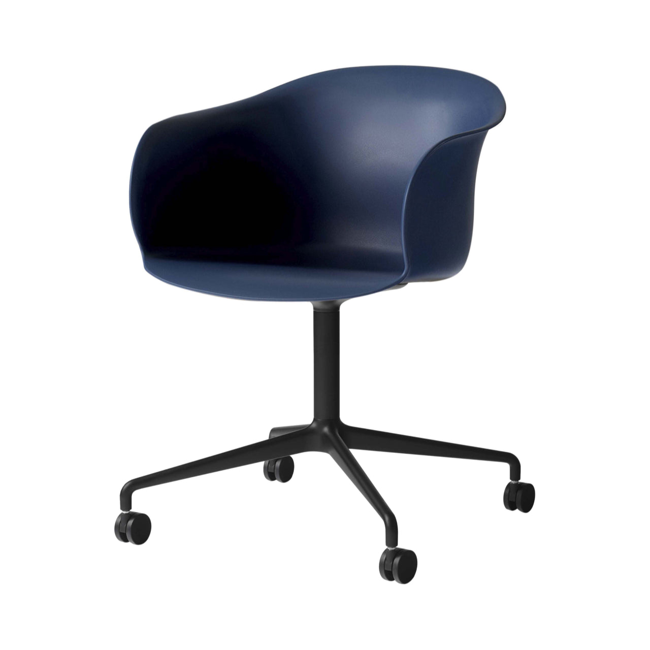 Elefy Chair JH36: Swivel Base + Castors + Midnight Blue + Black