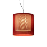 Moaré Pendant Lamp: Large (Double Shade) + Red + White