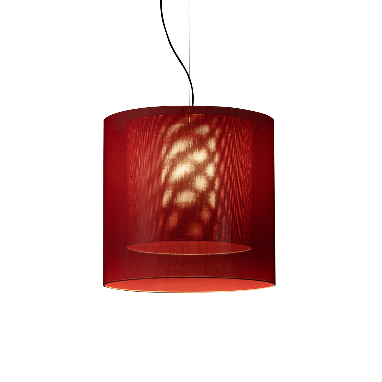 Moaré Pendant Lamp: Large (Double Shade) + Red