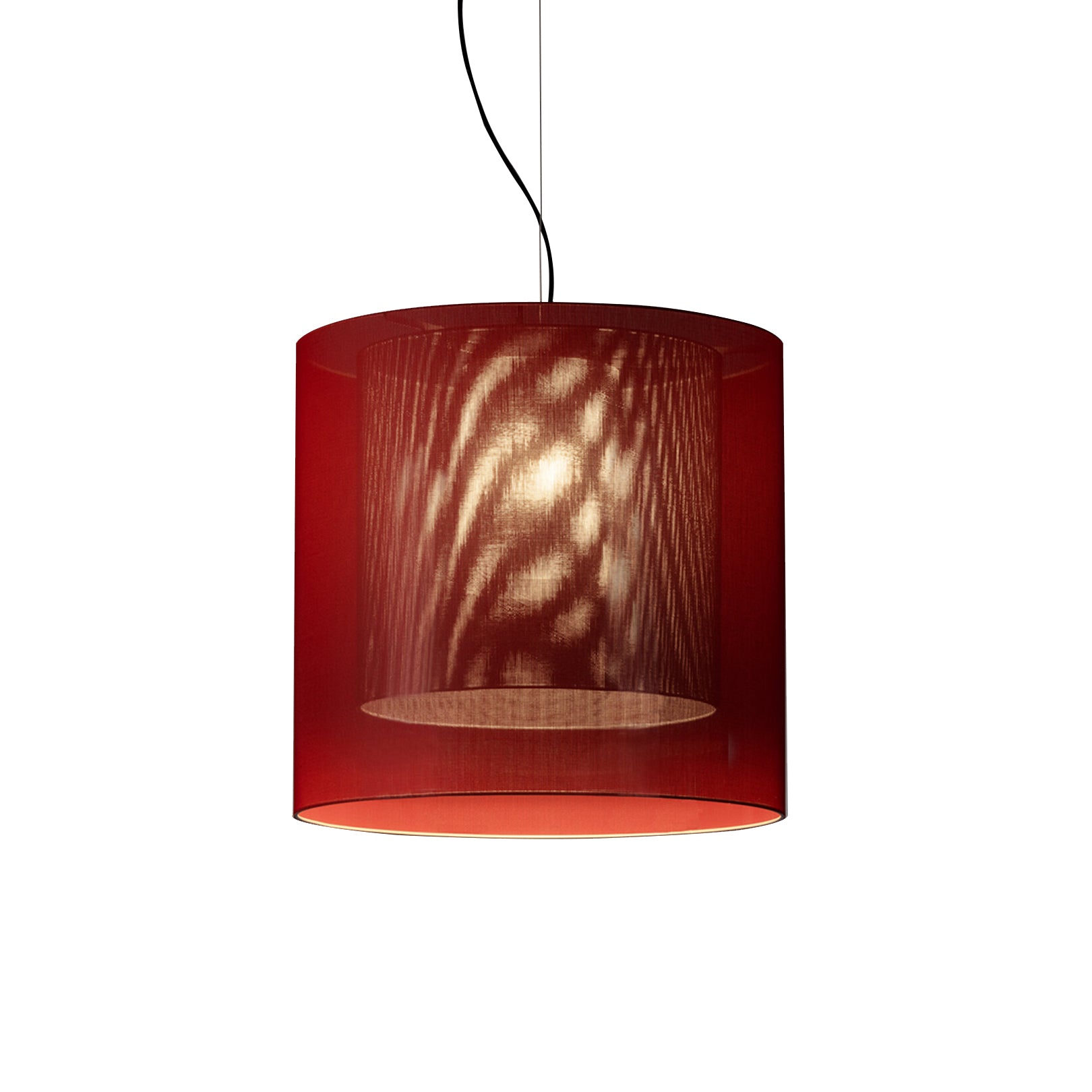 Moaré Pendant Lamp: Large (Double Shade) + Red + Grey