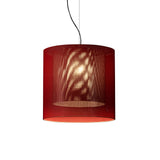 Moaré Pendant Lamp: Large (Double Shade) + Red + Grey