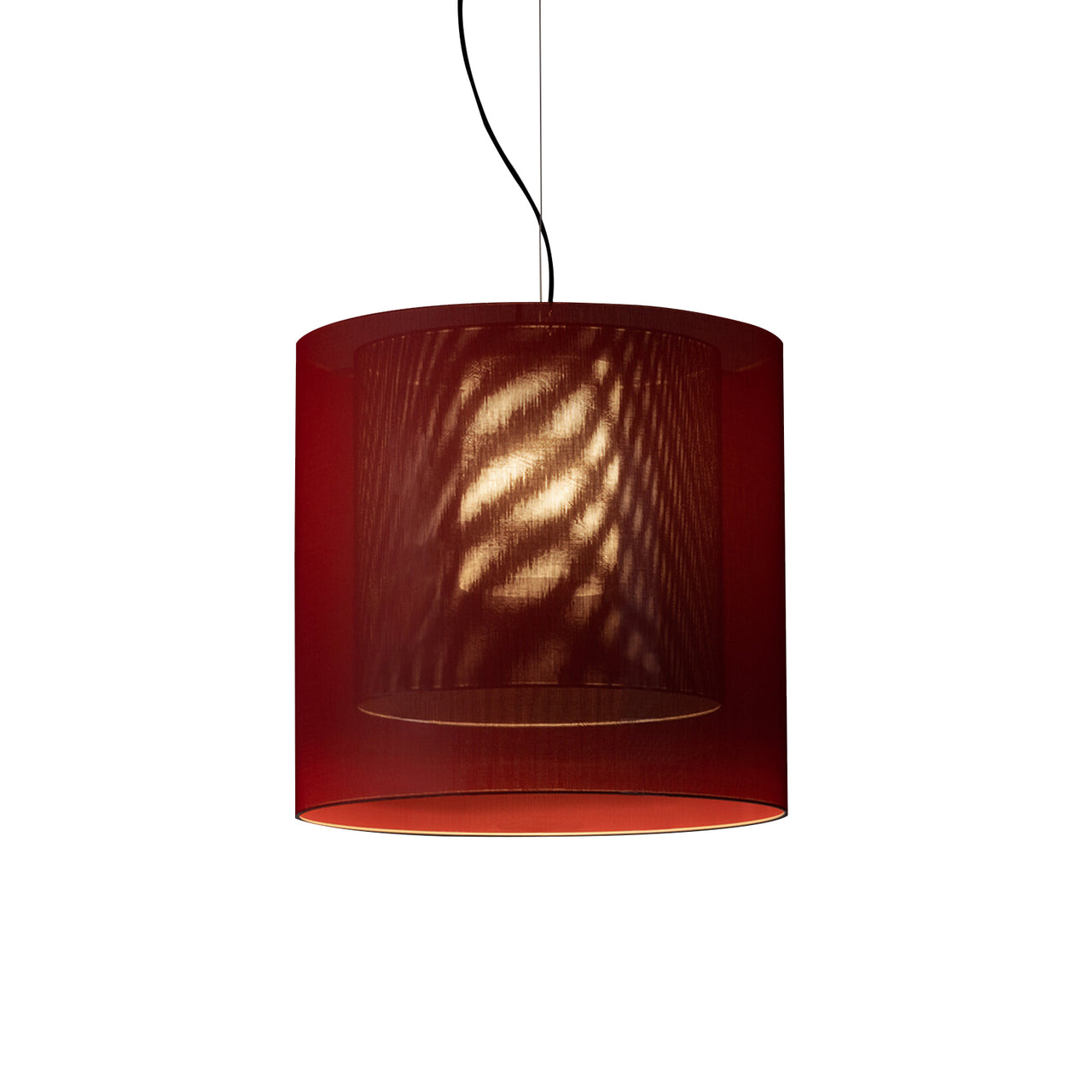 Moaré Pendant Lamp: Large (Double Shade) + Red + Black