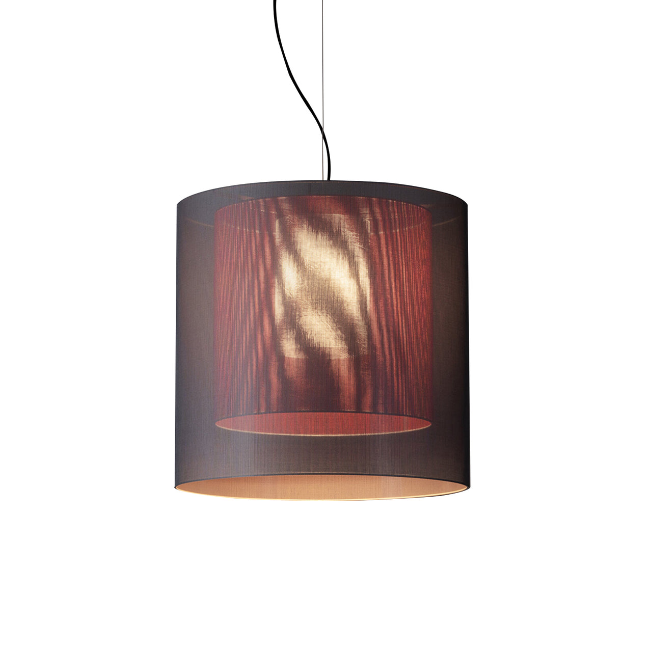 Moaré Pendant Lamp: Large (Double Shade) + Grey + Red