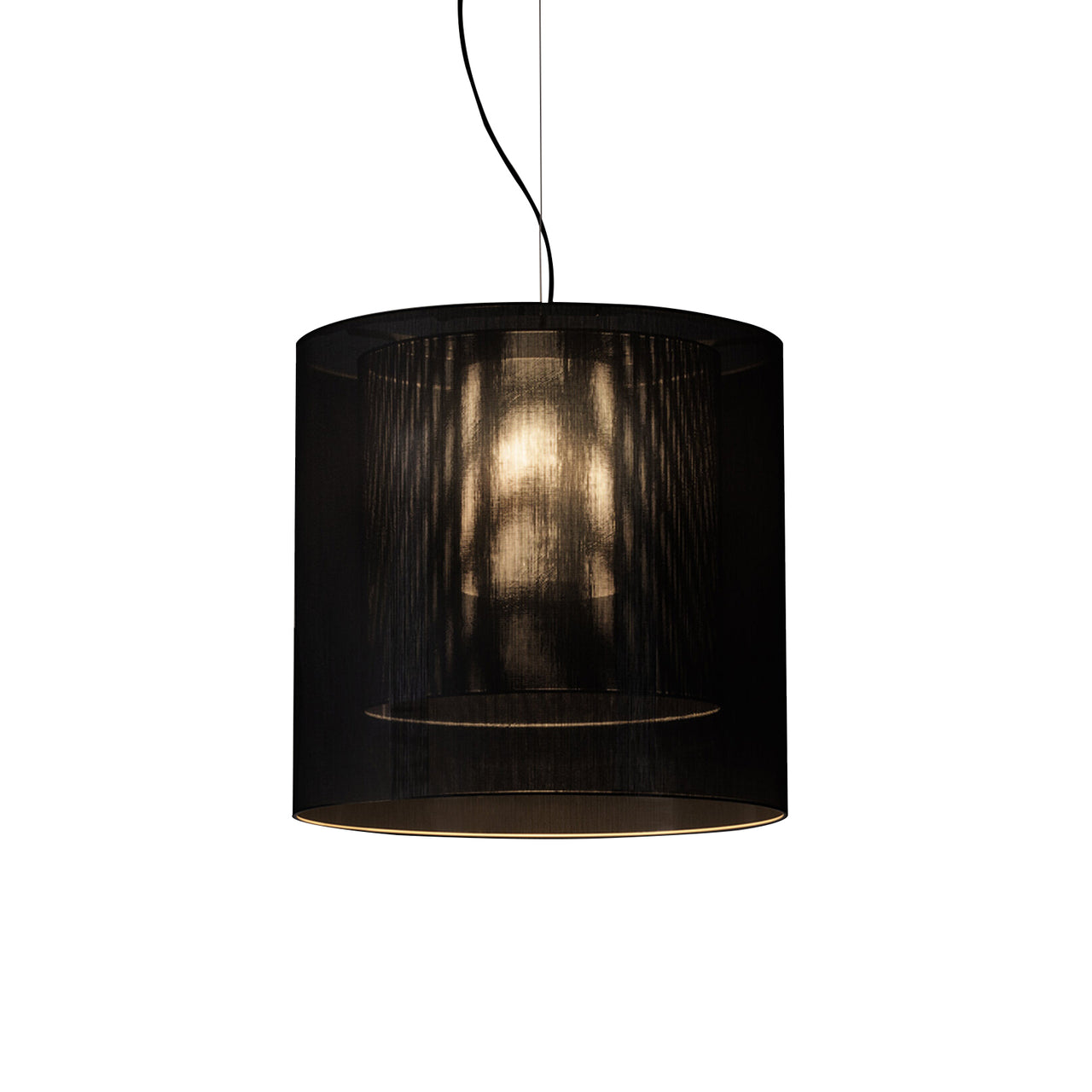 Moaré Pendant Lamp: Large (Double Shade) + Black + Black