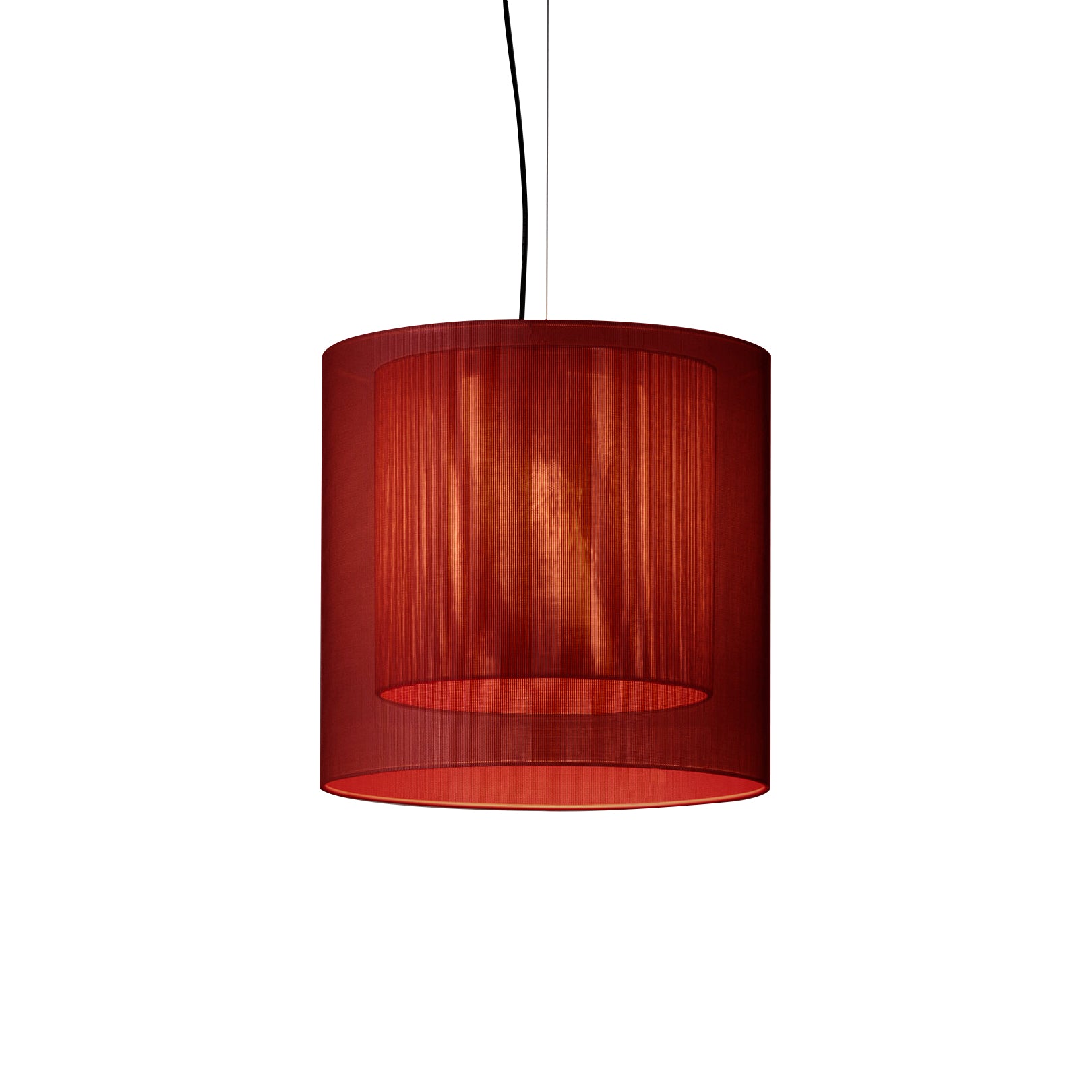 Moaré Pendant Lamp: Medium (Double Shade) + Red