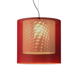 Moaré Pendant Lamp: Extra Large (Double Shade) + Red + White
