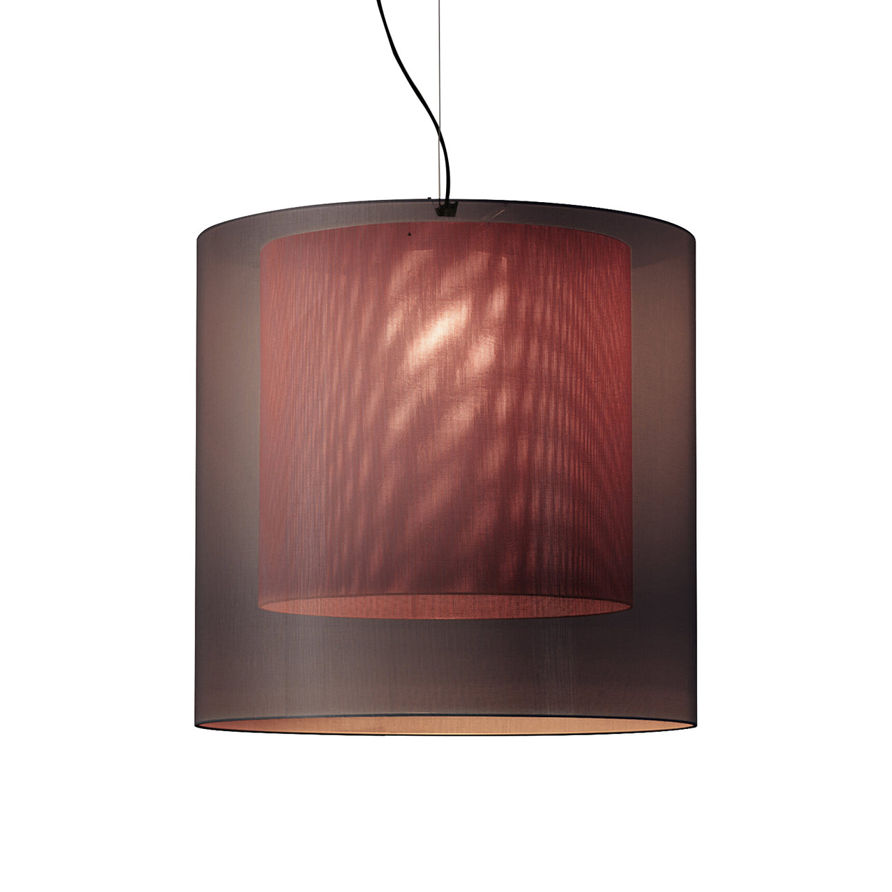 Moaré Pendant Lamp: Extra Large (Double Shade) + Grey + Red