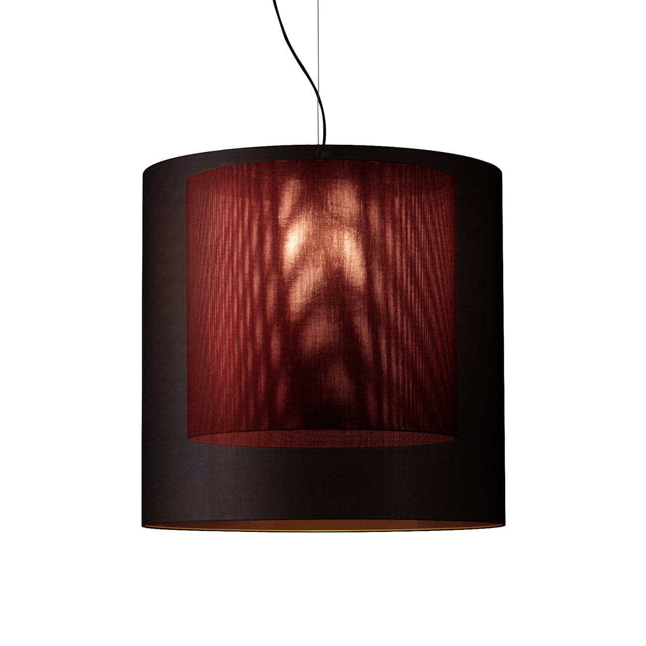 Moaré Pendant Lamp: Extra Large (Double Shade) + Black + Red