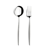 Moon Flatware: Polished Steel: Serving Spoon + Carving Fork